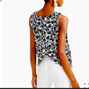 JCrew top, shell style, botanical print, black and white. EUC Size M